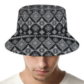 Black And White Boho Tribal Print Bucket Hat