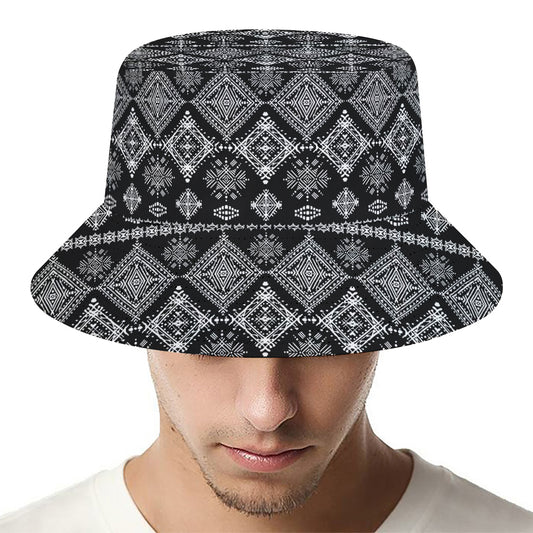 Black And White Boho Tribal Print Bucket Hat