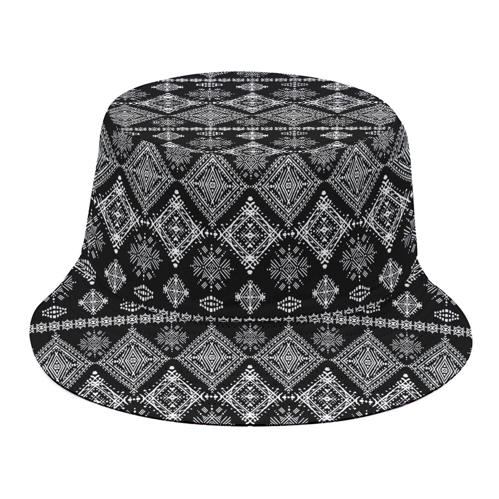 Black And White Boho Tribal Print Bucket Hat