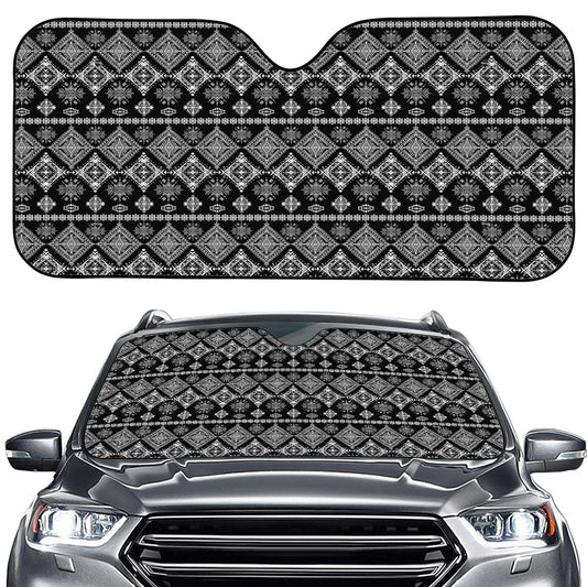 Black And White Boho Tribal Print Car Windshield Sun Shade