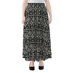 Black And White Boho Tribal Print Chiffon Maxi Skirt