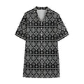 Black And White Boho Tribal Print Cotton Hawaiian Shirt