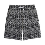 Black And White Boho Tribal Print Cotton Shorts