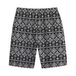 Black And White Boho Tribal Print Cotton Shorts