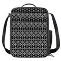Black And White Boho Tribal Print Crossbody Lunch Bag