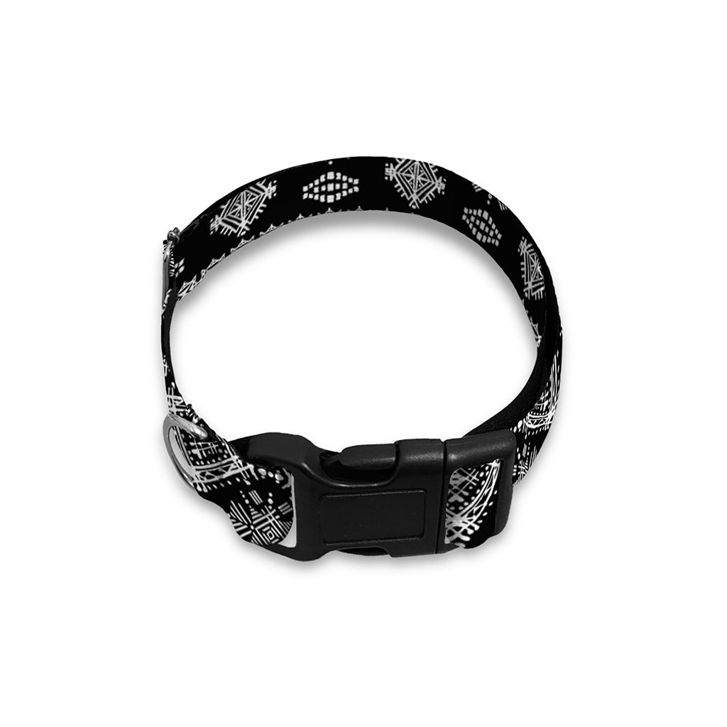 Black And White Boho Tribal Print Dog Collar
