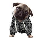 Black And White Boho Tribal Print Dog Zip Up Hoodie