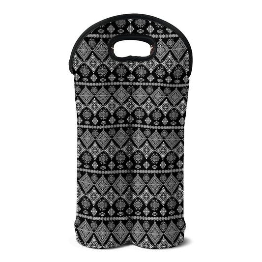Black And White Boho Tribal Print Double Neoprene Wine Tote