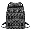 Black And White Boho Tribal Print Drawstring Backpack
