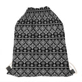 Black And White Boho Tribal Print Drawstring Bag