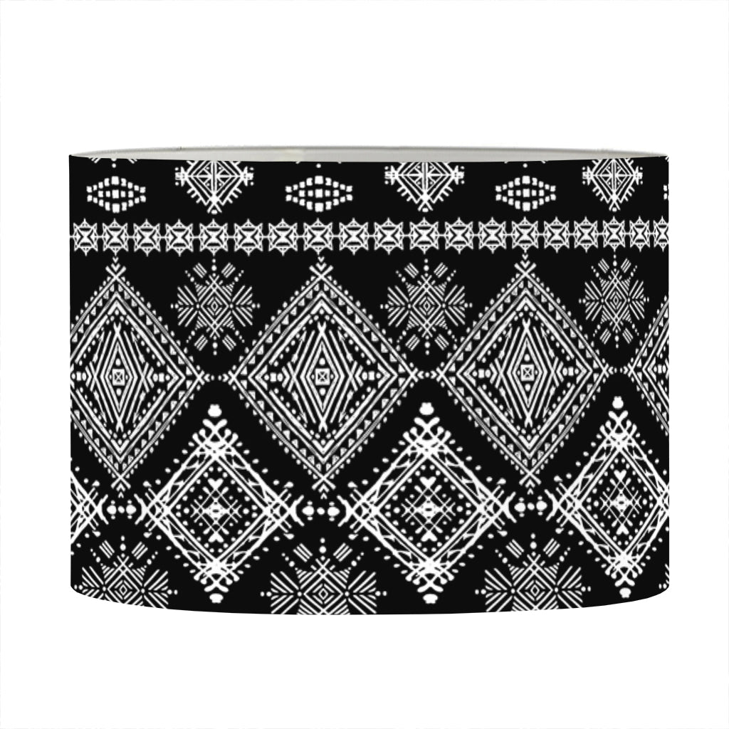 Black And White Boho Tribal Print Drum Lamp Shade