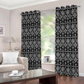 Black And White Boho Tribal Print Extra Wide Grommet Curtains