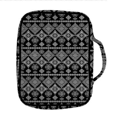 Black And White Boho Tribal Print Front Pocket Bible Bag