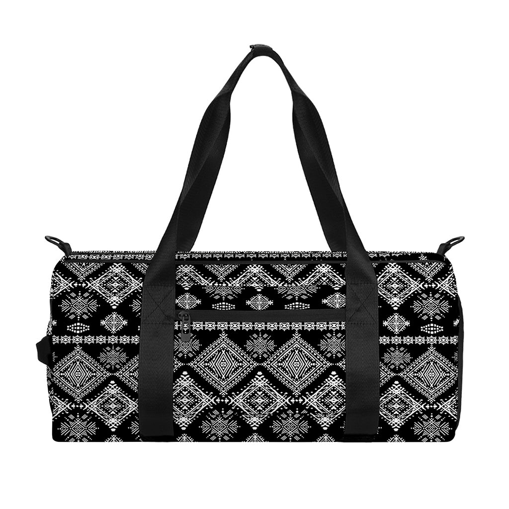 Black And White Boho Tribal Print Gym Bag