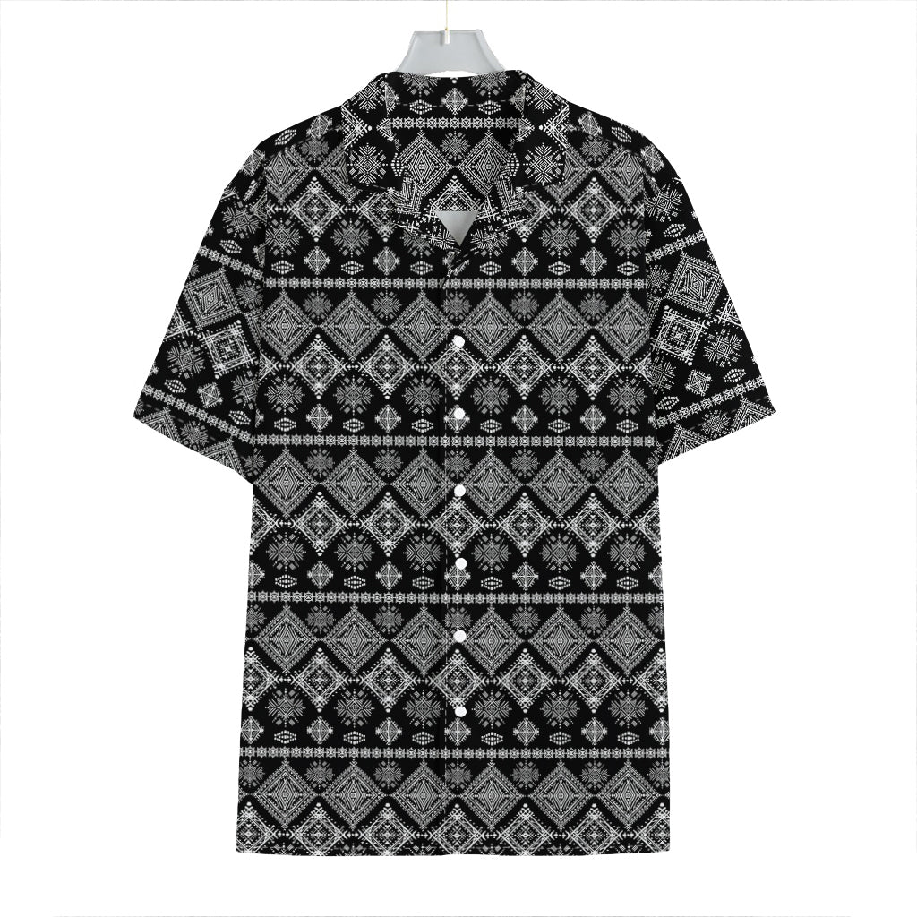 Black And White Boho Tribal Print Hawaiian Shirt