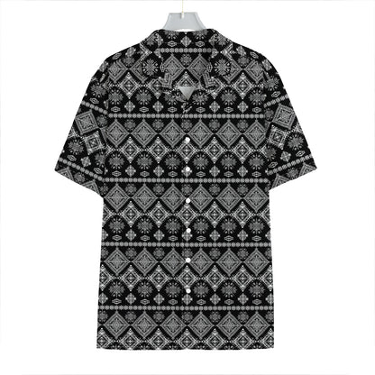 Black And White Boho Tribal Print Hawaiian Shirt