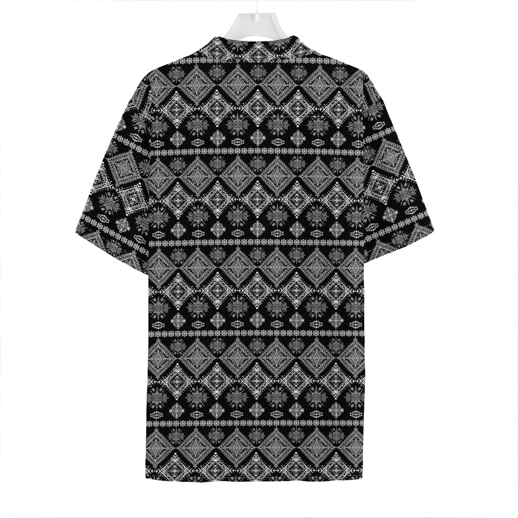 Black And White Boho Tribal Print Hawaiian Shirt