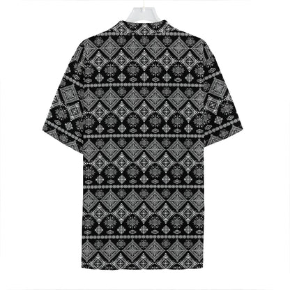 Black And White Boho Tribal Print Hawaiian Shirt