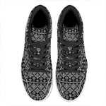 Black And White Boho Tribal Print High Top Leather Sneakers