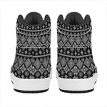 Black And White Boho Tribal Print High Top Leather Sneakers