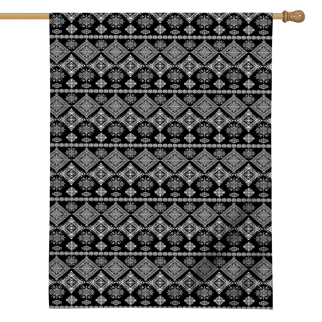 Black And White Boho Tribal Print House Flag
