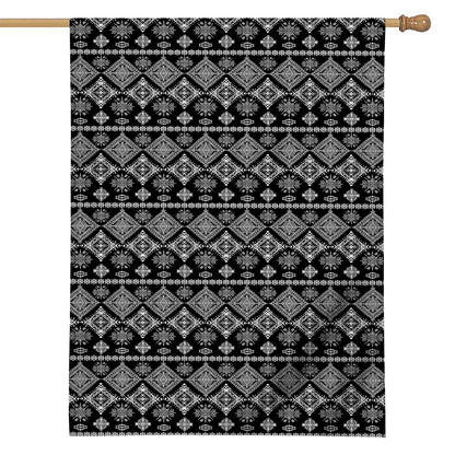 Black And White Boho Tribal Print House Flag