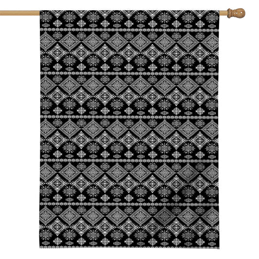 Black And White Boho Tribal Print House Flag