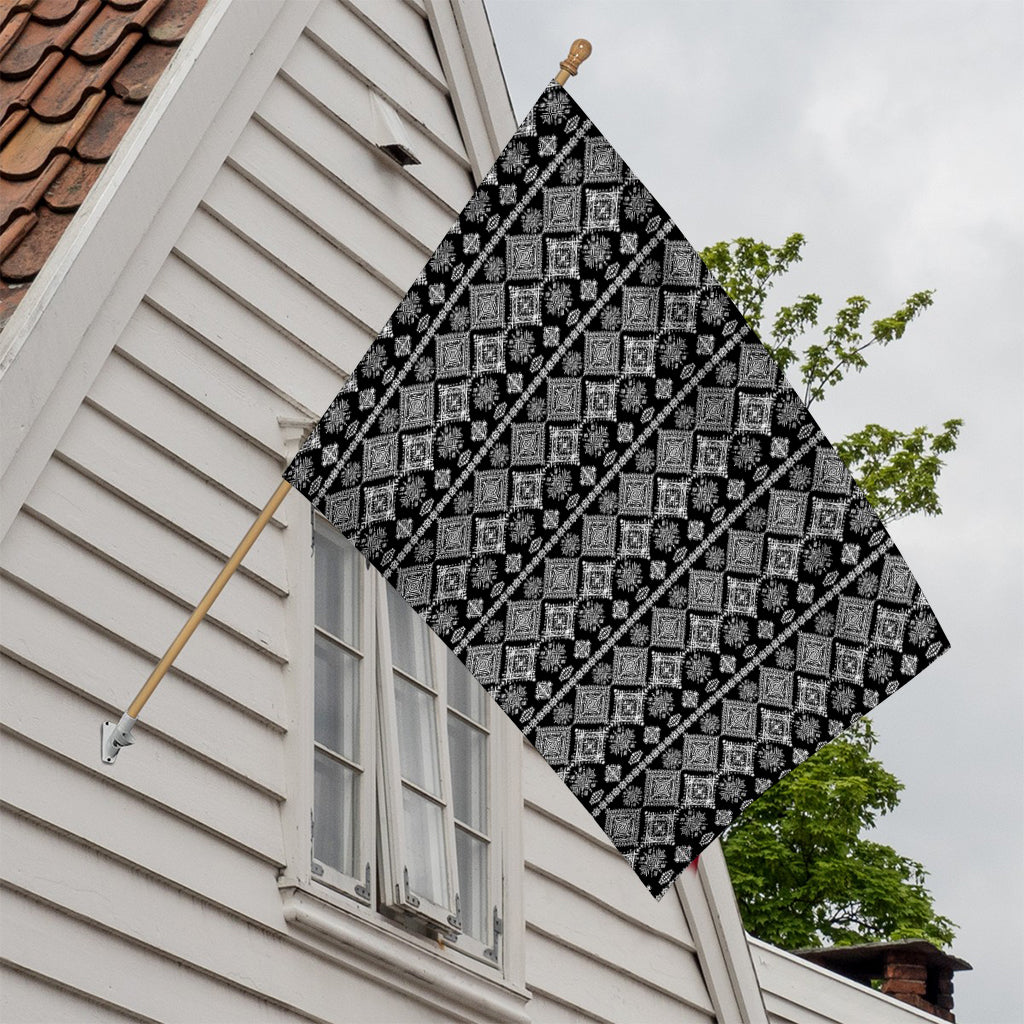 Black And White Boho Tribal Print House Flag