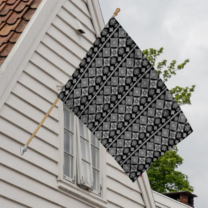 Black And White Boho Tribal Print House Flag