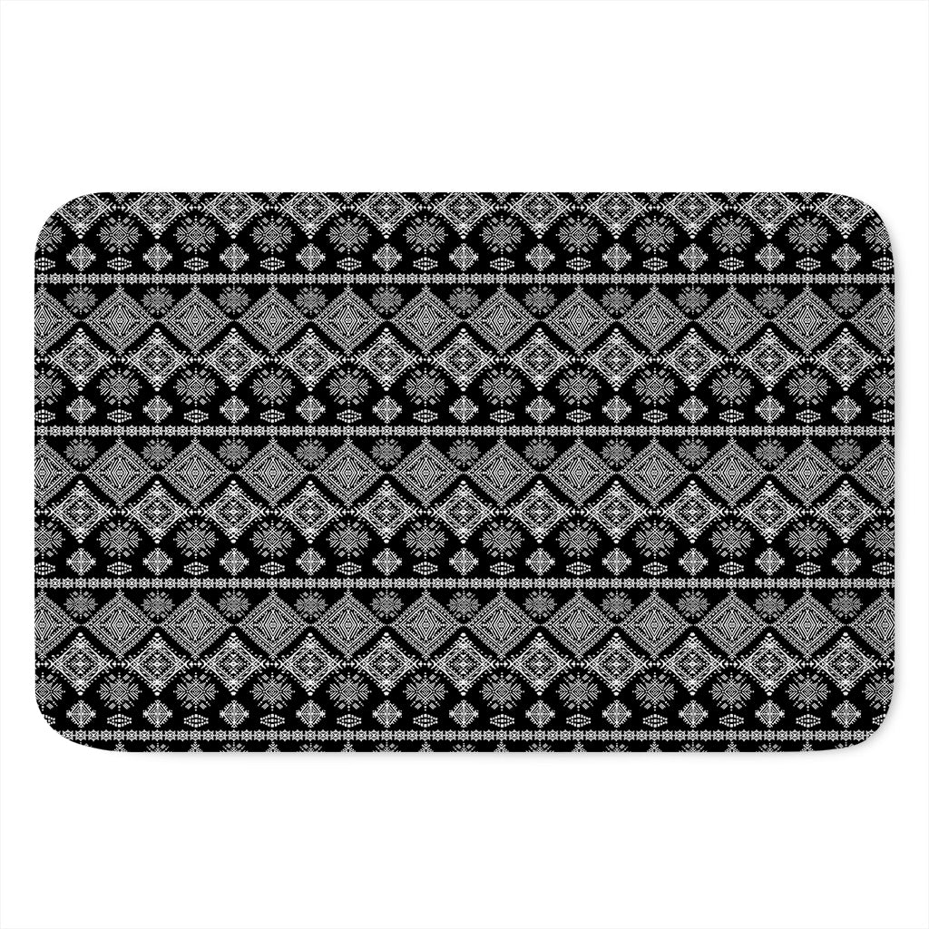 Black And White Boho Tribal Print Indoor Door Mat