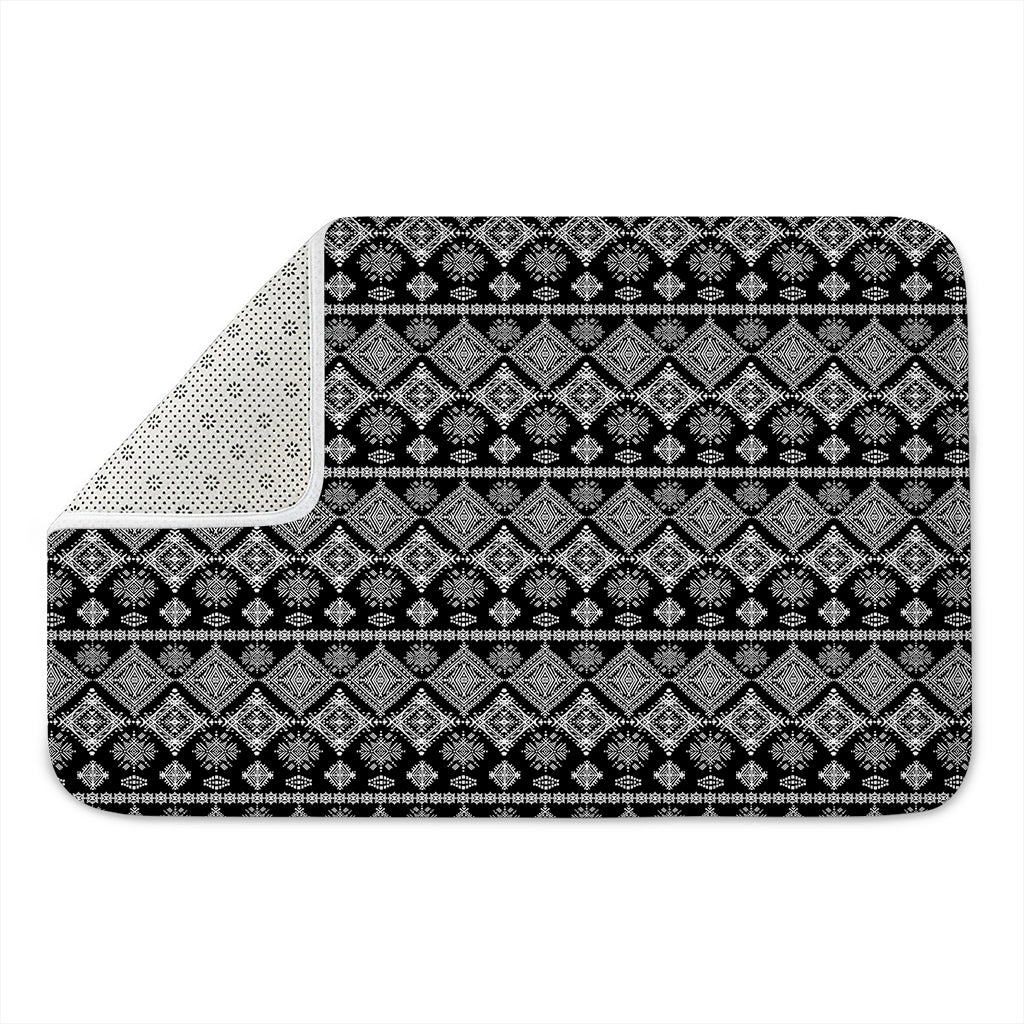 Black And White Boho Tribal Print Indoor Door Mat