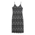 Black And White Boho Tribal Print Jersey Midi Cami Dress