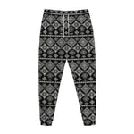 Black And White Boho Tribal Print Jogger Pants