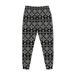 Black And White Boho Tribal Print Jogger Pants