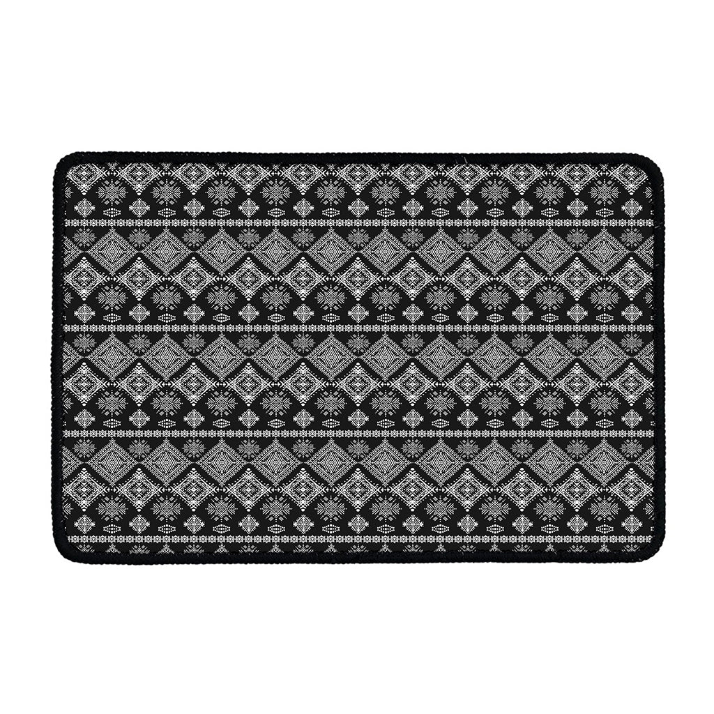 Black And White Boho Tribal Print Kitchen Mat