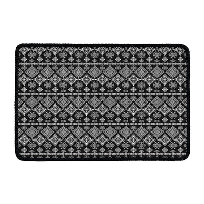 Black And White Boho Tribal Print Kitchen Mat