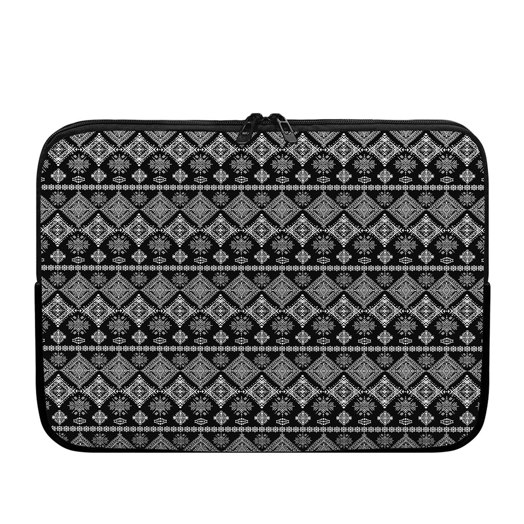 Black And White Boho Tribal Print Laptop Sleeve