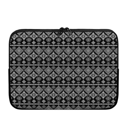 Black And White Boho Tribal Print Laptop Sleeve