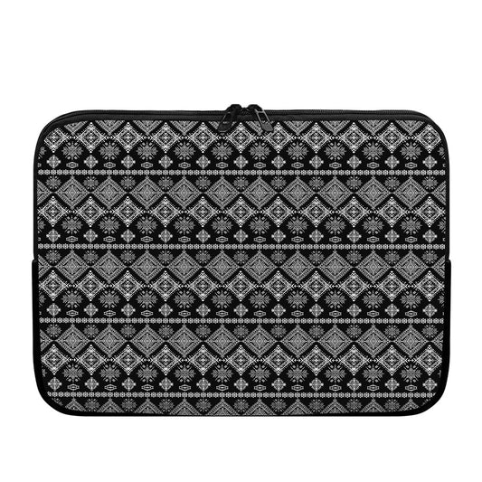 Black And White Boho Tribal Print Laptop Sleeve