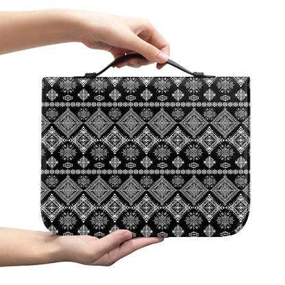 Black And White Boho Tribal Print Leather Bible Cover