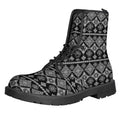 Black And White Boho Tribal Print Lace-Up Boots