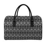 Black And White Boho Tribal Print Leather Duffle Bag