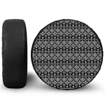 Black And White Boho Tribal Print Leather Spare Tire Cover