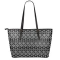Black And White Boho Tribal Print Leather Tote Bag With Zipper