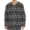 Black And White Boho Tribal Print Long Sleeve Baseball Jersey