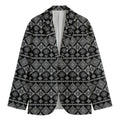 Black And White Boho Tribal Print Men's Cotton Blazer