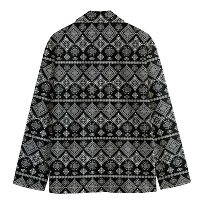 Black And White Boho Tribal Print Men's Cotton Blazer
