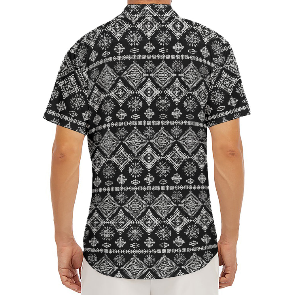 Black And White Boho Tribal Print Men's Deep V-Neck Shirt