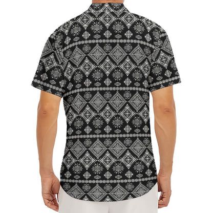 Black And White Boho Tribal Print Men's Deep V-Neck Shirt