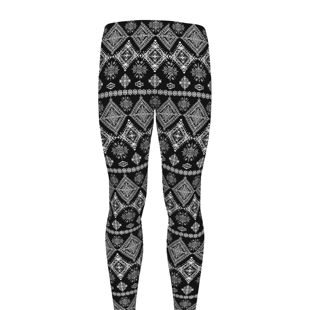 Black And White Boho Tribal Print Men's leggings